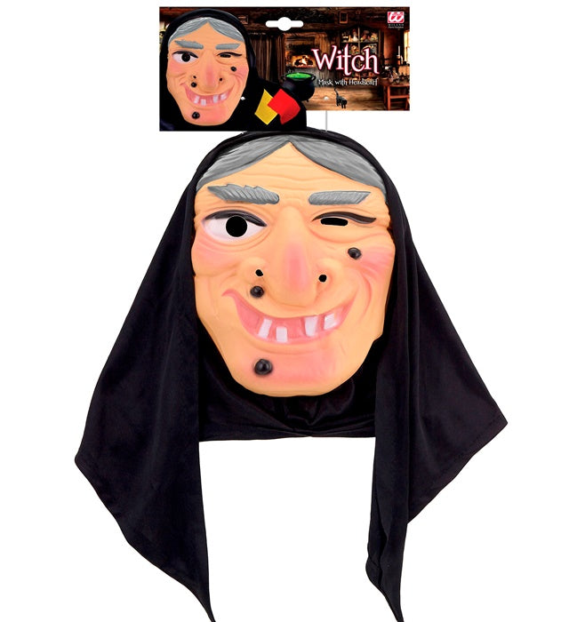 Witch Mask With Headscarf Plastic