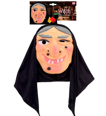 Witch Mask With Headscarf Plastic