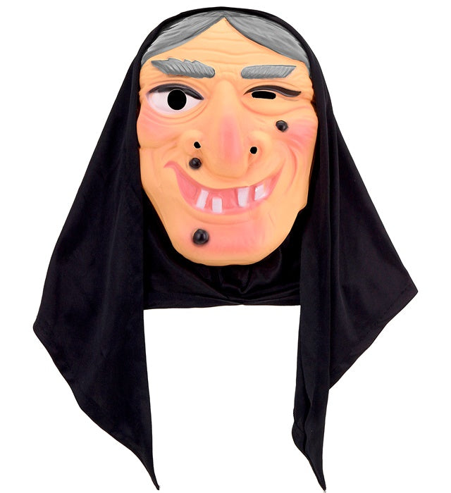 Witch Mask With Headscarf Plastic