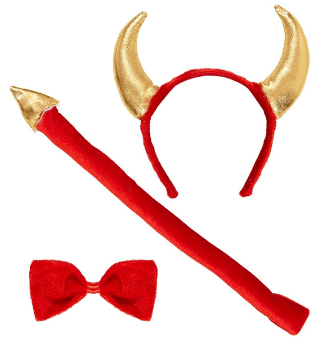 Devil Lady Dress-Up Set  Horns, Bowtie, Tail 