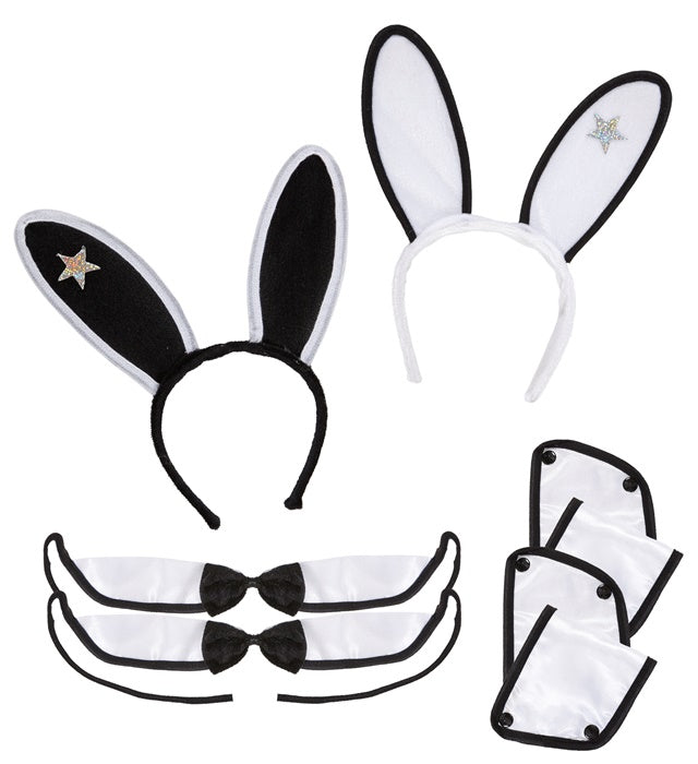 Play-Girl Dress-Up Set  Ears, Collar With Bowtie, Cuffs  2 Colors Ass.