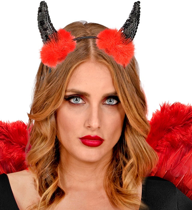 Black Sequin Devil Horns