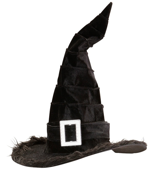 Velvet Witch Hat With Plush Trim & Buckle