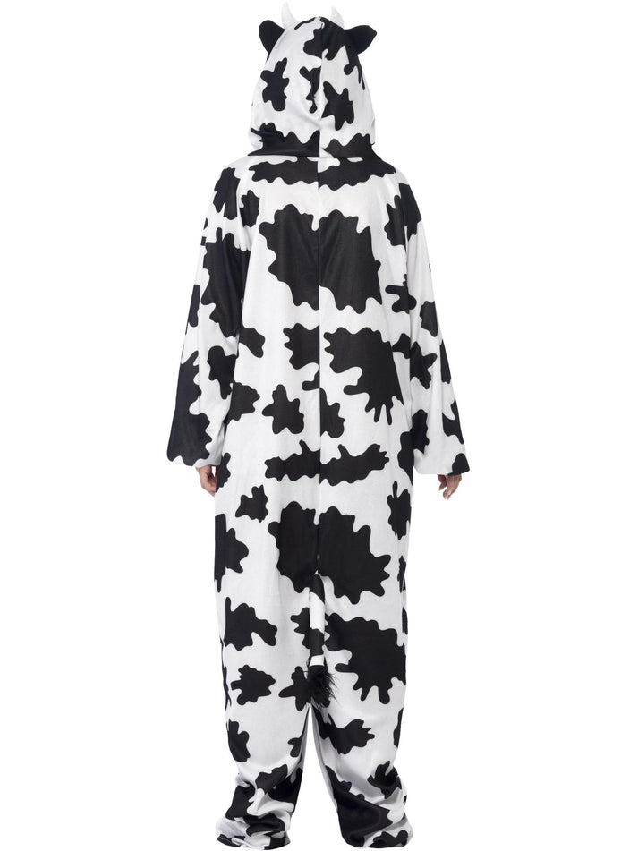 Cow Costume Adult Unisex White Black Hooded Jumpsuit 5