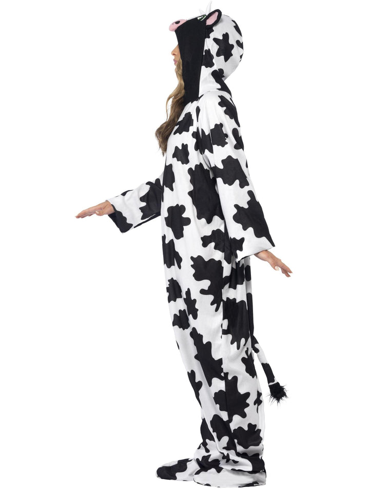 Cow Costume Adult Unisex White Black Hooded Jumpsuit 4