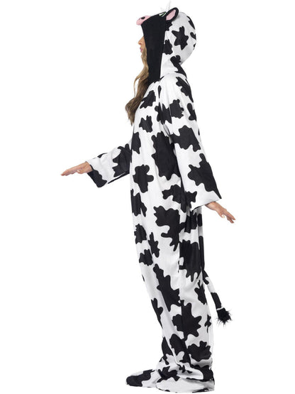 Cow Costume Adult Unisex White Black Hooded Jumpsuit 4