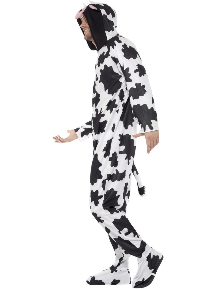 Cow Costume Adult Unisex White Black Hooded Jumpsuit 3