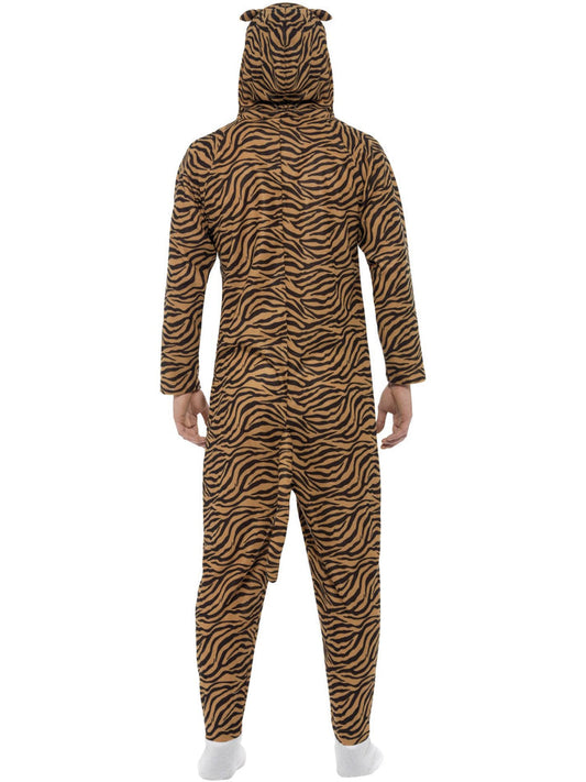 Tiger Costume Orange Black Hooded Jumpsuit with Tail for Adults 2
