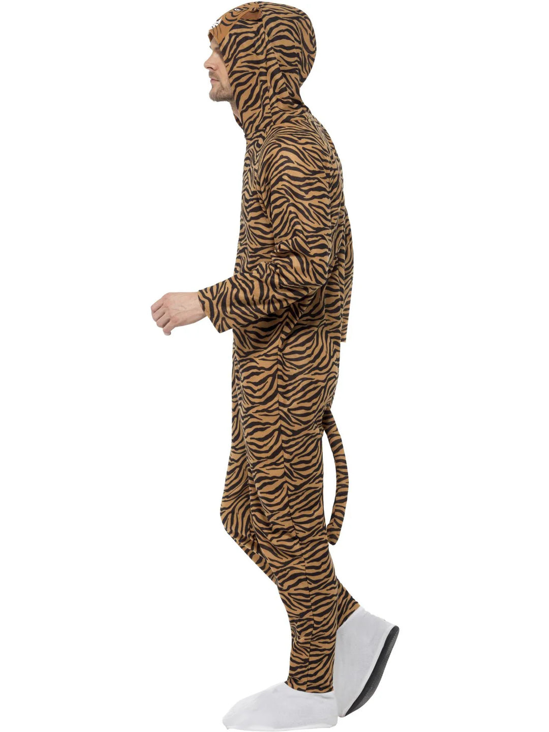 Tiger Costume Orange Black Hooded Jumpsuit with Tail for Adults