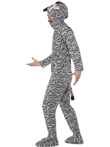 Zebra Costume Black White Hooded Adult Jumpsuit 2
