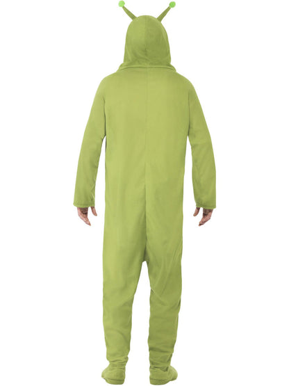 Adult Alien Costume Green All In One with Antennae Topped Hood 3