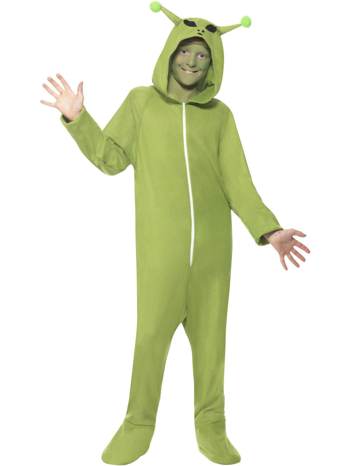 Alien Costume Kids Green Hooded Jumpsuit