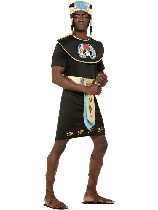 Egyptian King Costume Black Tunic and Headdress Tutankhamun Style 2