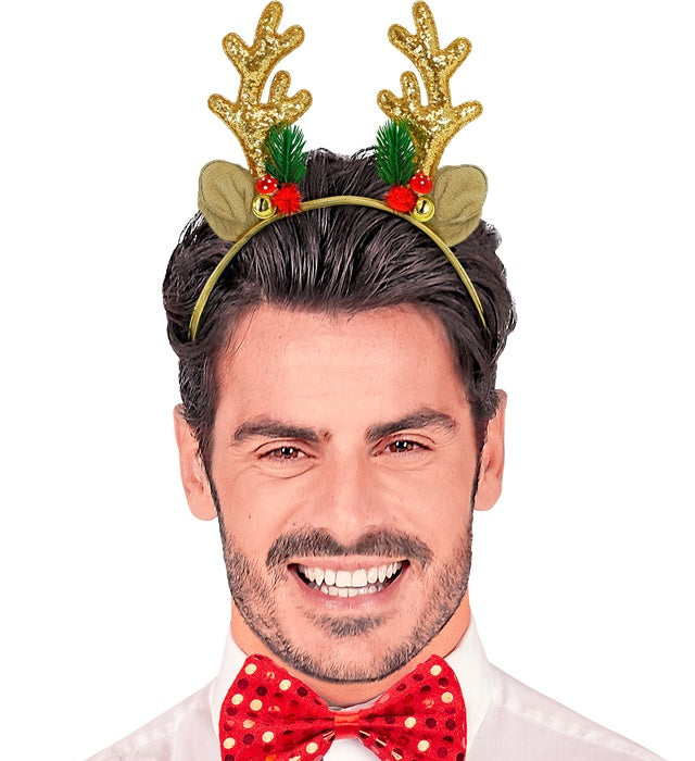 Headpiece Reindeer Glitter Gold