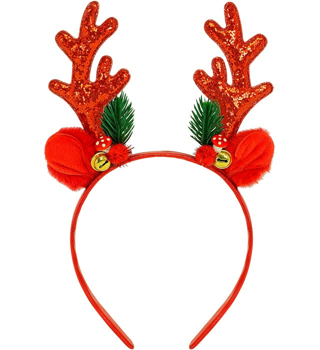 Headpiece Reindeer Glitter Red