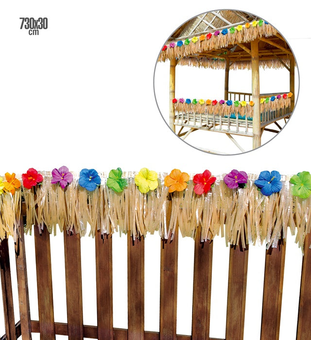 Tropical Deck Fringe With Hibiscus Flower - 730X30 Cm