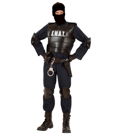 S.W.A.T. Officer  Jumpsuit, Bulletproof Vest, Belt With Holster Andpurse, Knee Pads, Elbow Pads, Mask 