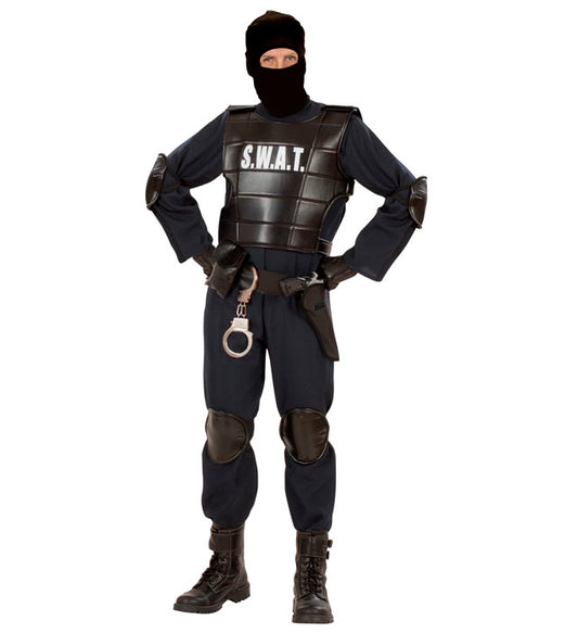 S.W.A.T. Officer  Jumpsuit, Bulletproof Vest, Belt With Holster Andpurse, Knee Pads, Elbow Pads, Mask 