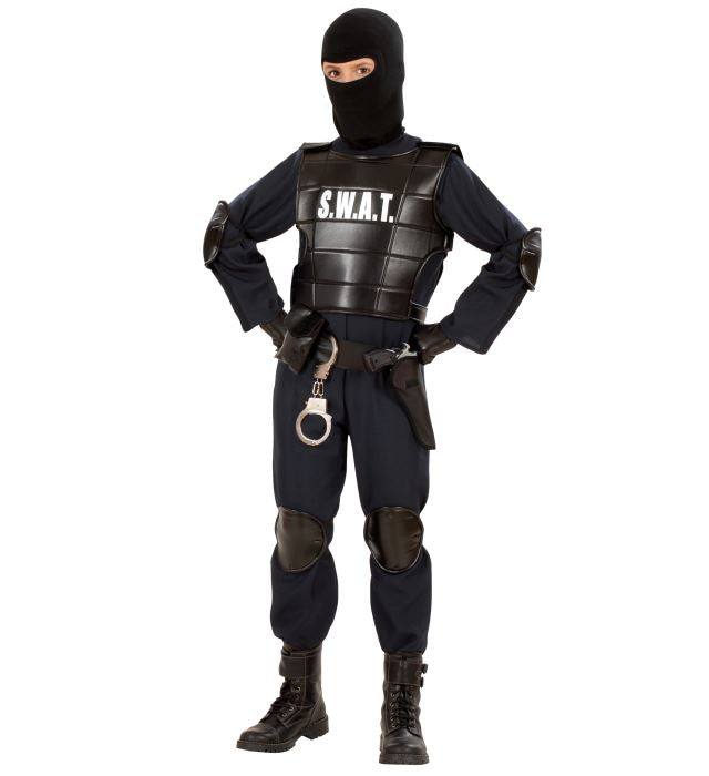 S.W.A.T. Officer  Jumpsuit, Bulletproof Vest, Belt With Holster Andpurse, Knee Pads, Elbow Pads, Mask 