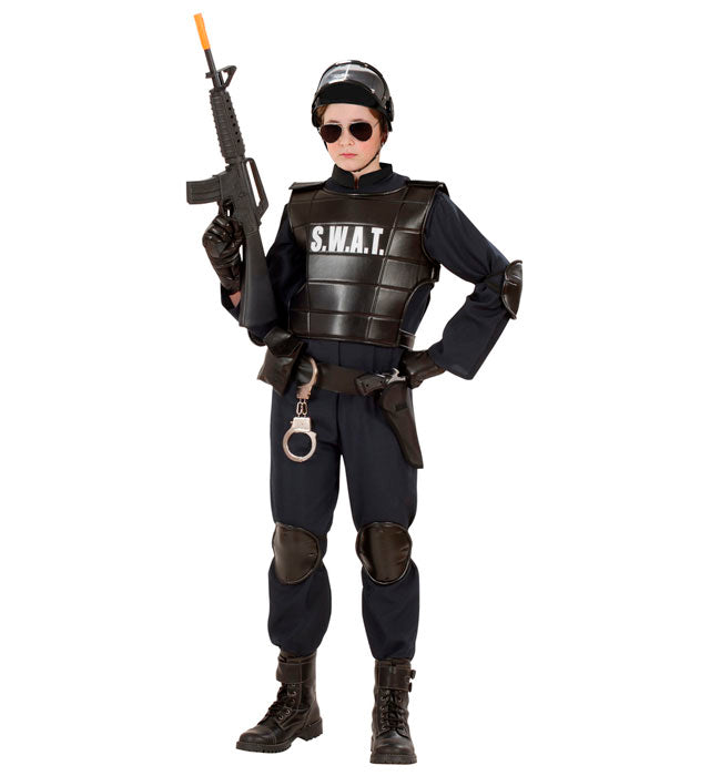 S.W.A.T. Officer  Jumpsuit, Bulletproof Vest, Belt With Holster Andpurse, Knee Pads, Elbow Pads, Mask 
