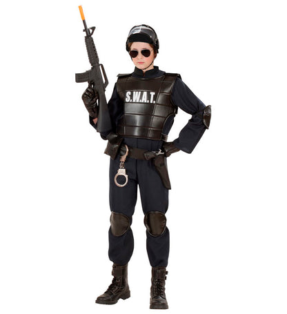 S.W.A.T. Officer  Jumpsuit, Bulletproof Vest, Belt With Holster Andpurse, Knee Pads, Elbow Pads, Mask 