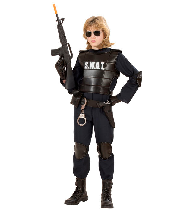 S.W.A.T. Officer  Jumpsuit, Bulletproof Vest, Belt With Holster Andpurse, Knee Pads, Elbow Pads, Mask 