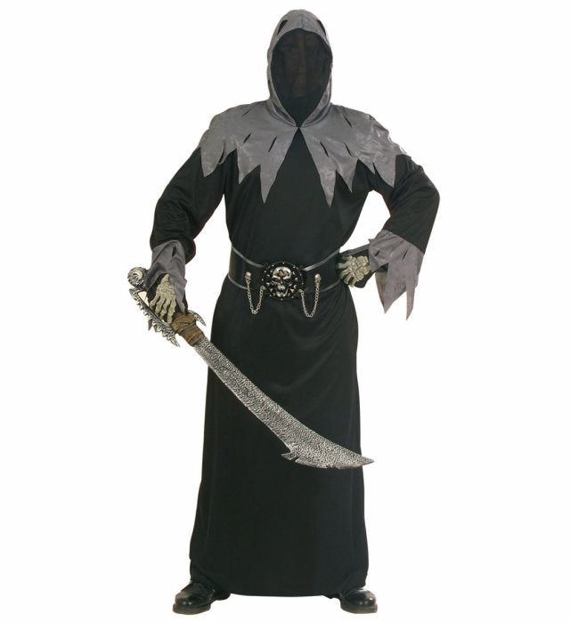 Skull Warlord  Hooded Robe With Invisible Face Mask, Belt With 3D Skull Buckle And Chains 