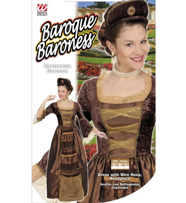 Baroque Baroness  Dress With Wire Hoop, Headpiece 