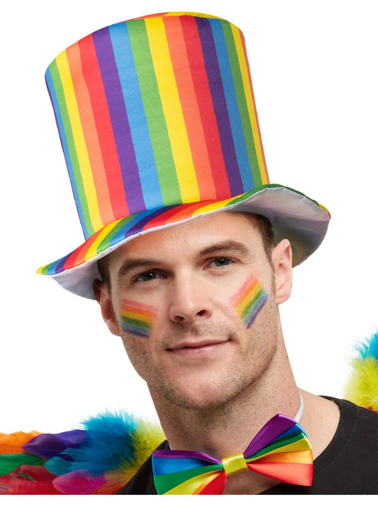 Pride Rainbow Stripe Top Hat Adult LGBTQ Deluxe Costume Accessory 2