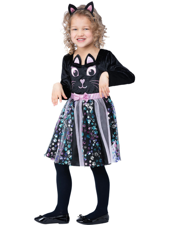 Cat Costume Child Black Pink Dress and Headband 4