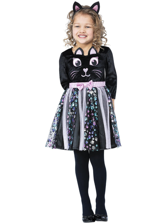 Cat Costume Child Black Pink Dress and Headband 1