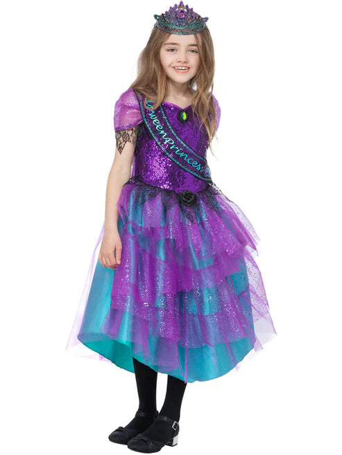 Deluxe Miss Halloween Prom Costume Child Purple Turquoise 4