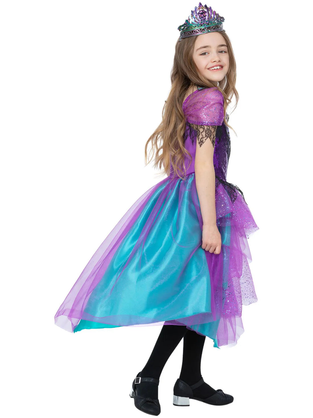 Deluxe Miss Halloween Prom Costume Child Purple Turquoise 2