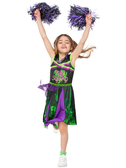 Toxic Cheerleader Costume Child Black Dress with Pom Poms 2