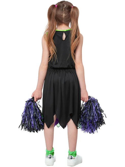 Toxic Cheerleader Costume Child Black Dress with Pom Poms