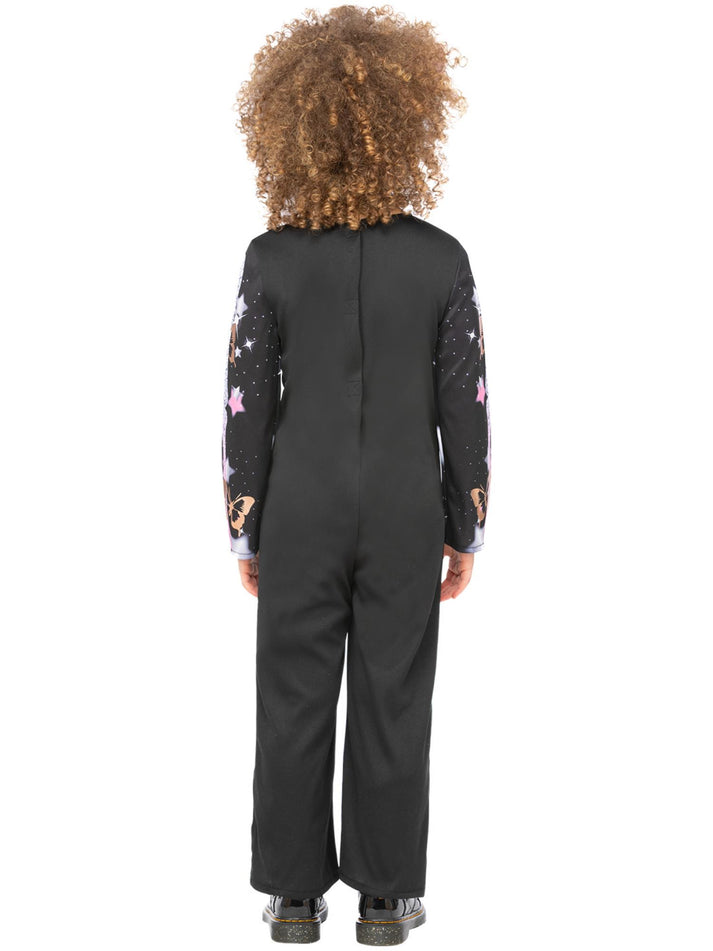 Skeleton Rose Gold Sparkle Costume Child Black Pink Onesie with Glitter Felt Mask 3