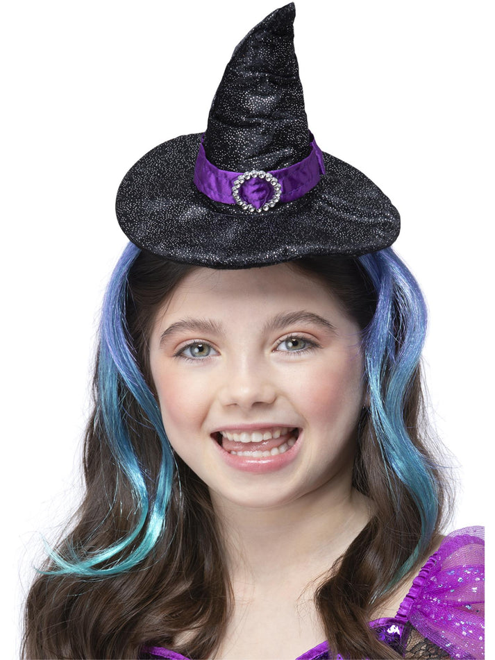 Glitter Witch Hat Headband Black Purple Blue Hair