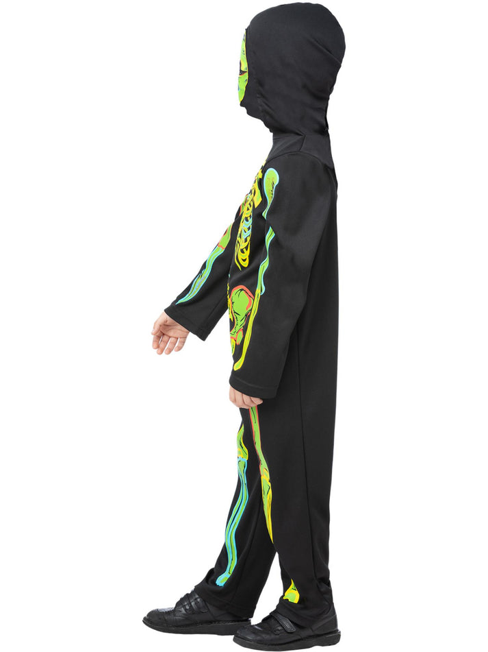 Neon Skeleton Glow in the Dark Childs Costume with Mask 3