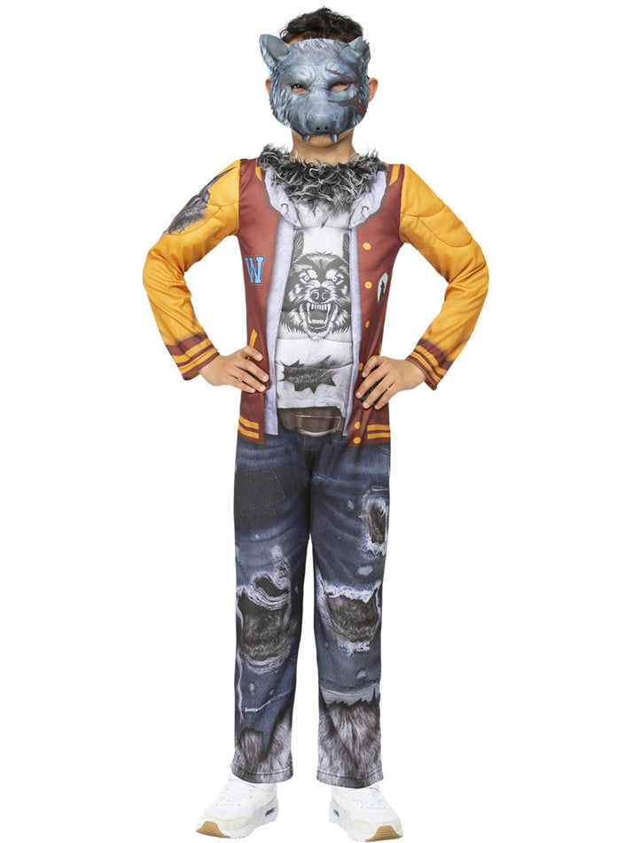 Preppy Werewolf Costume Child Multi Coloured All In One with EVA Mask 2