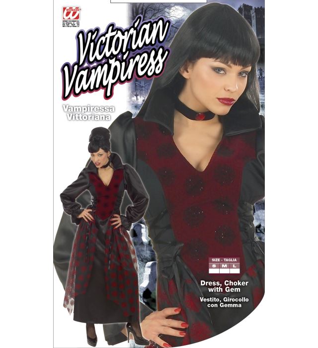 Victorian Vampiress  Dress, Choker With Gem 
