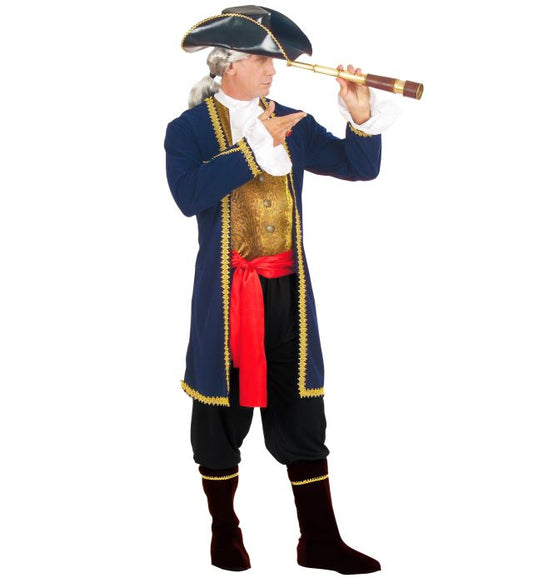 Pirate Of The 7 Seas  Coat, Vestwith Jabot, Cuffs, Pants, Belt, Boot Covers, Hat, Eye-Patch 