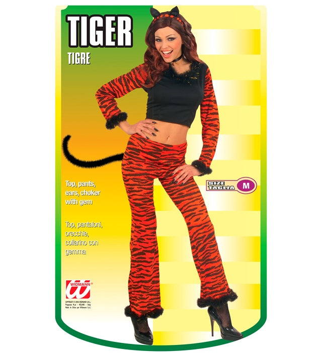 Tiger  Top, Pants With Tail, Ears, Choker With Gem 
