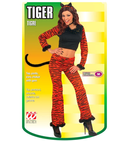Tiger  Top, Pants With Tail, Ears, Choker With Gem 