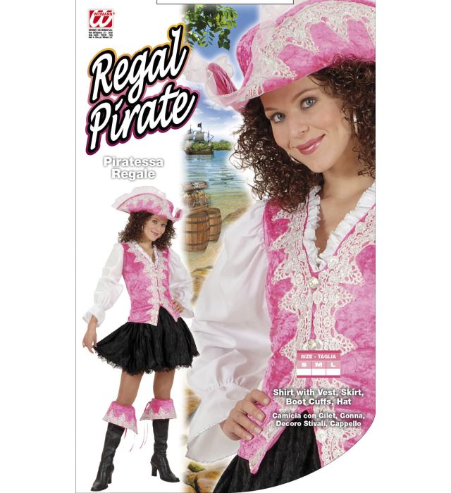 Regal Pirate Velvet - Pink  Shirt With Vest, Skirt, Boot Cuffs, Hat 