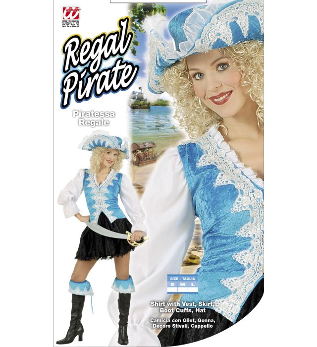 Regal Pirate Velvet - Turquoise  Shirt With Vest, Skirt, Boot Cuffs, Hat 