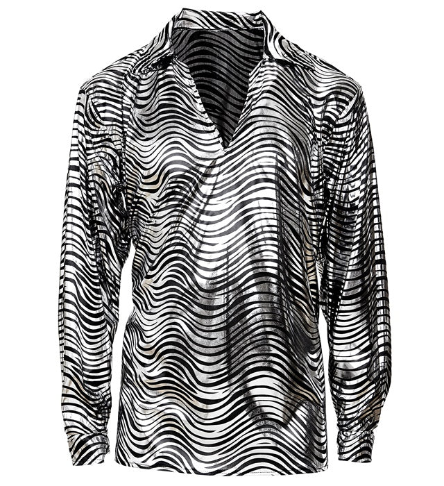 The 70S Disco Style - Silver Waves  Shirt 