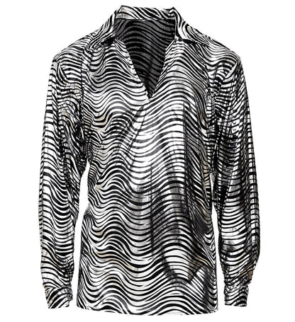 The 70S Disco Style - Silver Waves  Shirt 