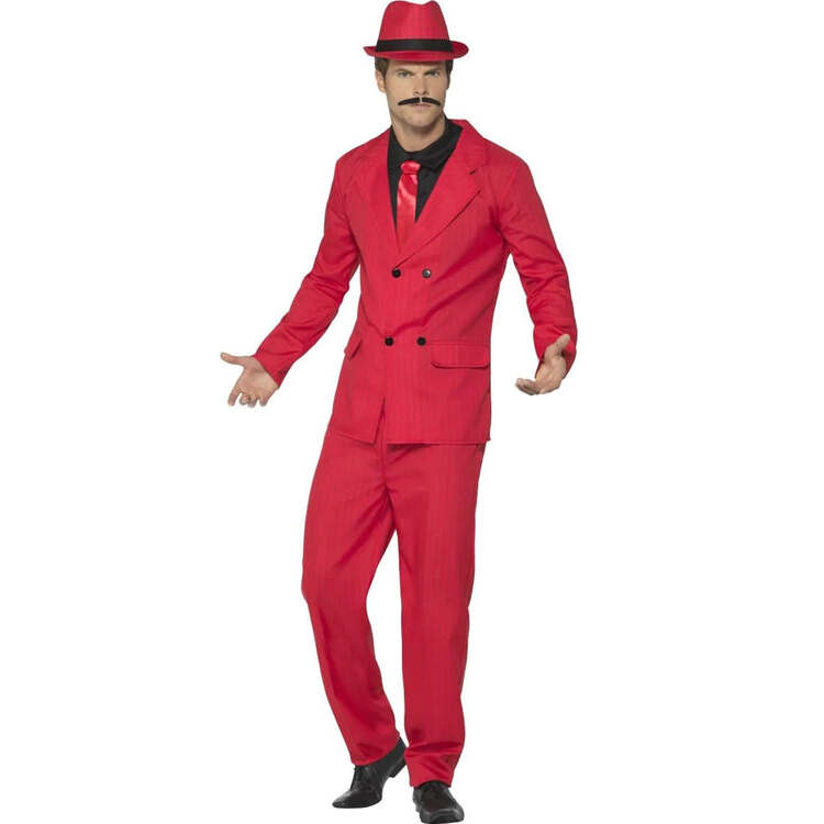 Zoot Suit Mens Red Gangster Costume 1