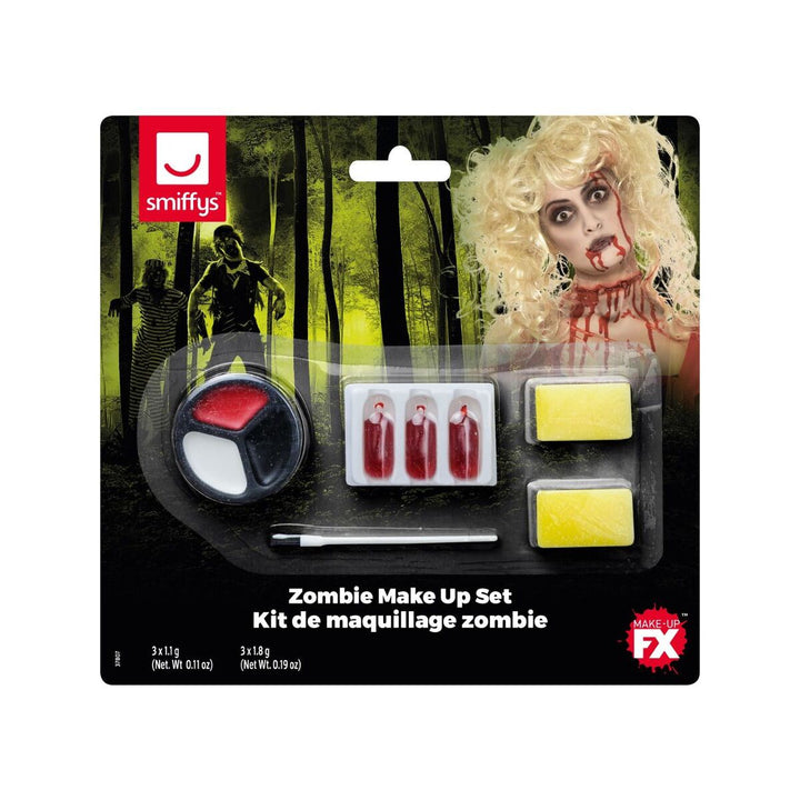 Zombie Make Up Set Grease Red Facepaint Blood Capsules Sponge Halloween 1