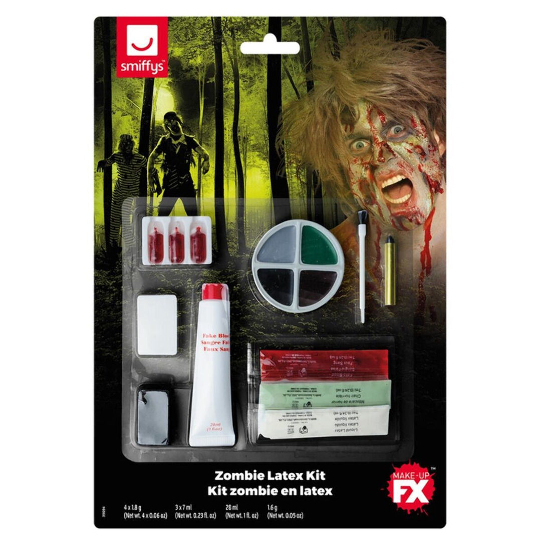 Complete Zombie Kit Facepaint Blood Liquid Latex Horror Flesh Crayon and Sponge 1